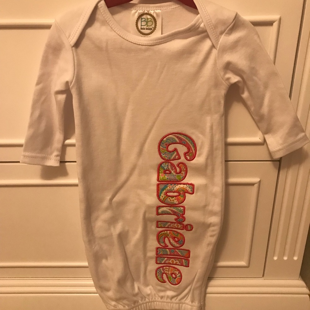 Monogrammed “Gabrielle” Infant Gown